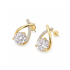 Crystal Twist Stud Earrings | Elegant Gold Tone Jewellery
