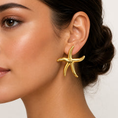 Gold Starfish Stud Earrings | Ocean-Inspired Statement Earrings