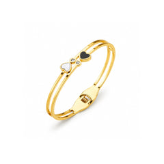 Gold Dual Heart Bracelet | Minimal Couple Heart Bangle