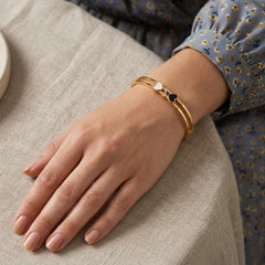 Gold Dual Heart Bracelet | Minimal Couple Heart Bangle
