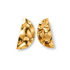 Gold Sculpted Half-Moon Statement Earrings | Bold Modern Fashion Earrings