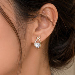 Crystal Twist Stud Earrings | Elegant Gold Tone Jewellery