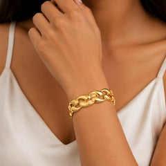 Gold Chain-Link Bangle Bracelet | Bold Contemporary Jewellery