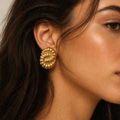 Gold Shell Dome Stud Earrings | Vintage-Inspired Statement Earrings