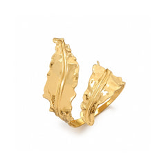 Gold Abstract Leaf Cuff Bracelet | Artistic Statement Open Bracelet