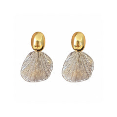 Golden Shell Statement Earrings | Dual Tone Textured Jewellery