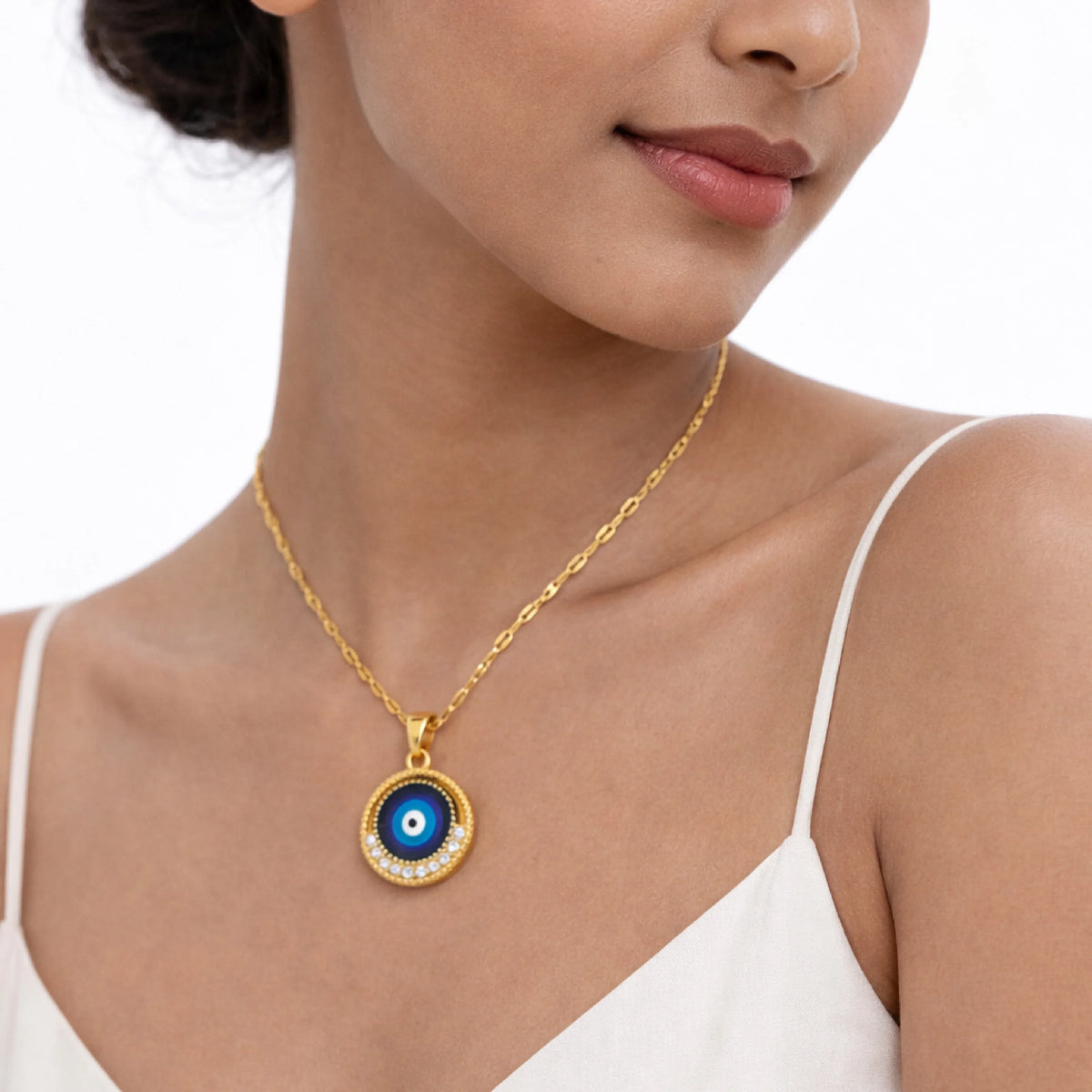 Evil Eye Pendant Necklace | Gold Necklace with Protective Charm