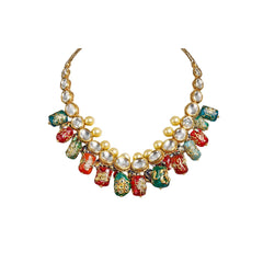 Colourful Statement Necklace | Traditional Jewellery with Pearls & Stones
