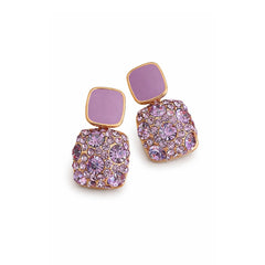 Purple Crystal Earrings | Elegant Square Design